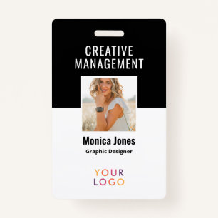 QR Code Employee Photo Black Badge ID Badge