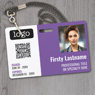 QR Code, Employee Photo, Logo, Name, Expiration ID Badge