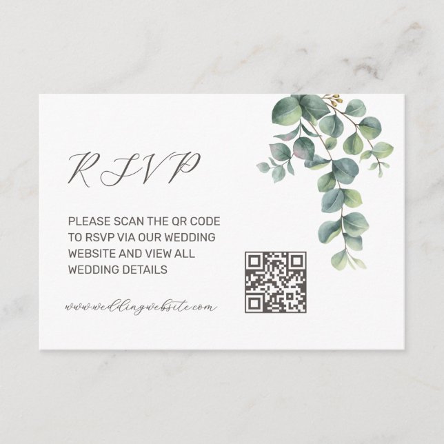 QR Code |  Eucalyptus Leave Enclosure Card (Front)