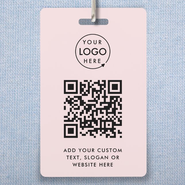 QR Code Event Badge | Digital Pink ID Card Badges (Professional ID badge template with interactive QR code for events & small business promotion.)