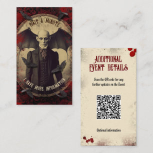 QR Code Event Details Vintage Dracula Halloween Enclosure Card