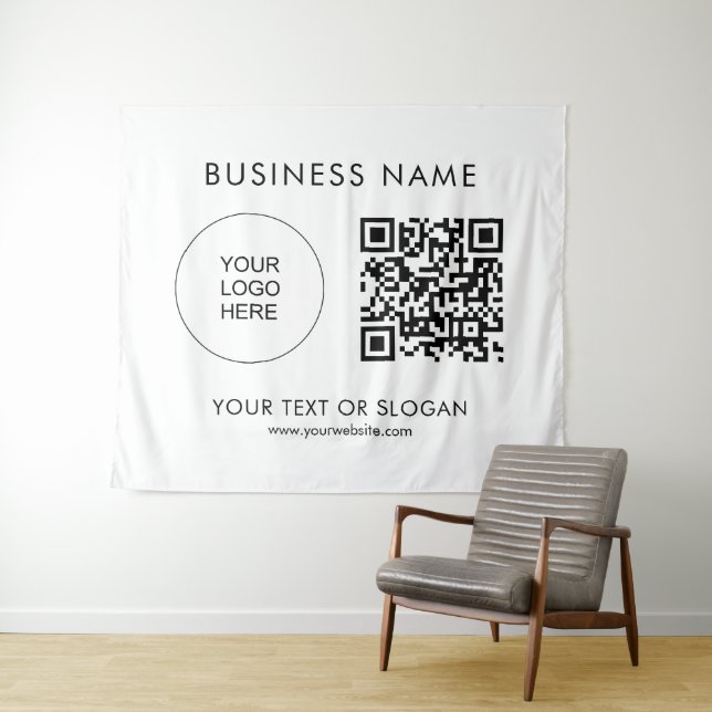 QR Code Event Seminar Party Logo Text Custom Tapestry (In Situ (Horizontal))