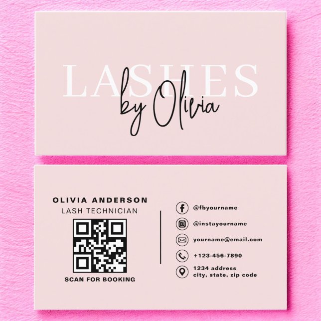 QR Code Eye Lashes Technician Modern Typography  Business Card (Creator Uploaded)