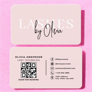 QR Code Eye Lashes Technician Modern Typography  Business Card