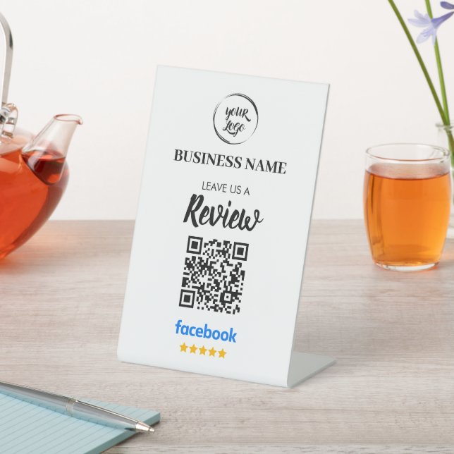 Qr Code Facebook Reviews Business Review Pedestal Sign (In SItu)