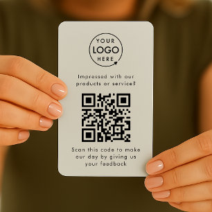 QR Code Feedback Professional Customer Rating Grey Business Card