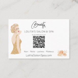 *~* QR code Floral Beauty Salon Spa Woman Glam AP5 Business Card