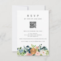 QR CODE floral elegant wedding invitation RSVP