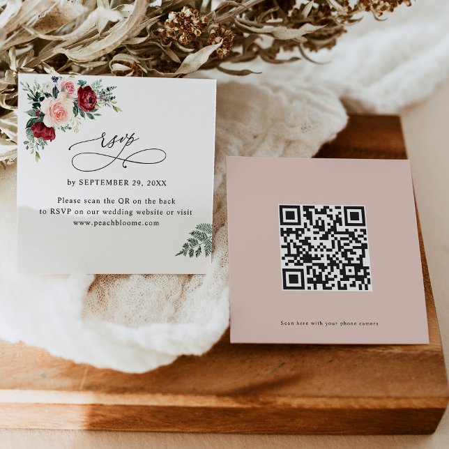 QR Code Floral Wedding Online RSVP Cards (Creator Uploaded)