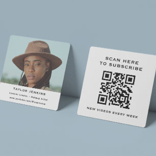 QR Code Follow Me Influencer Content Creator Photo Square Business Card