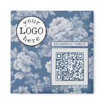 QR Code for Business / Event Blue and White Floral