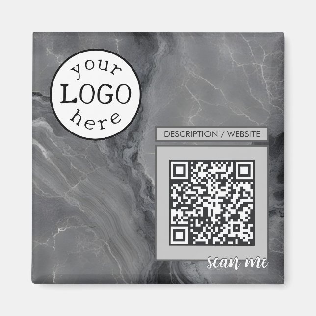 QR Code for Business / Event Elegant Grey Marble Magnet (Front)