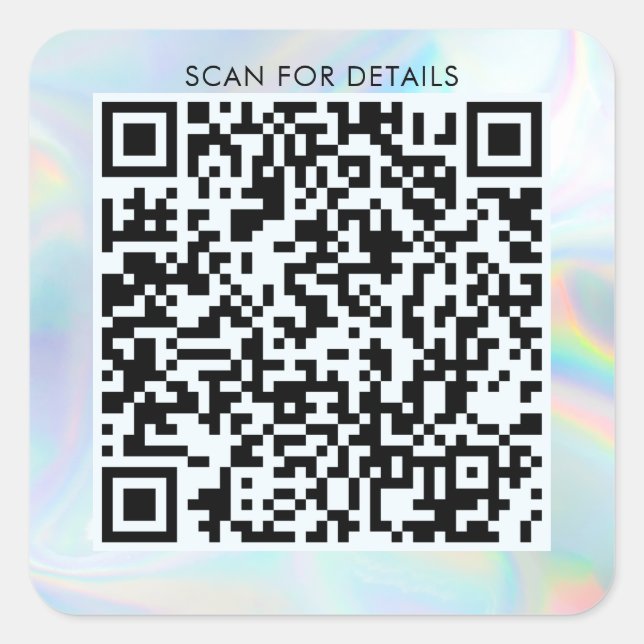 QR Code For Personal or Business Holographic Square Sticker (Front)