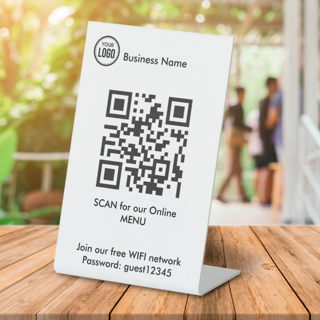 QR Code For Restaurant Coffee Shop Menu Pedestal Sign (Creator Uploaded)
