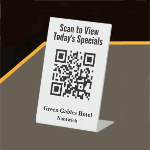 QR Code for Restaurant Specials Menu Pedestal Sign