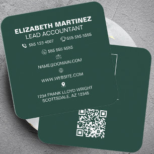 QR Code Front and Back Business Logo Professional Square Business Card