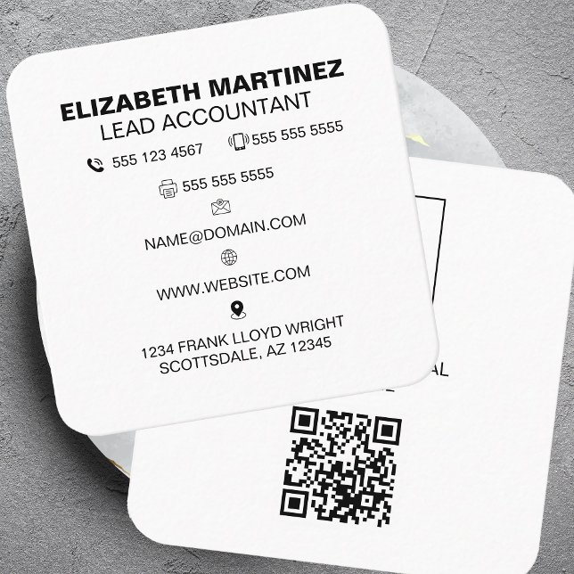 QR Code Front and Back Business Logo Professional Square Business Card (Creator Uploaded)
