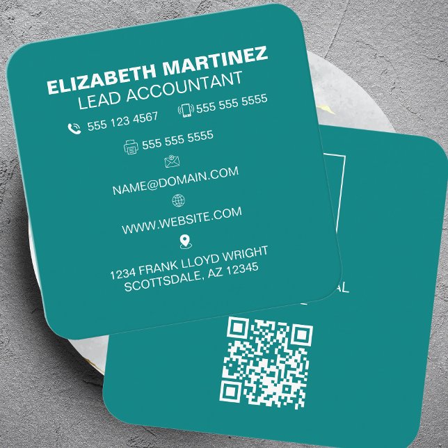 QR Code Front and Back Business Logo Professional Square Business Card (Creator Uploaded)