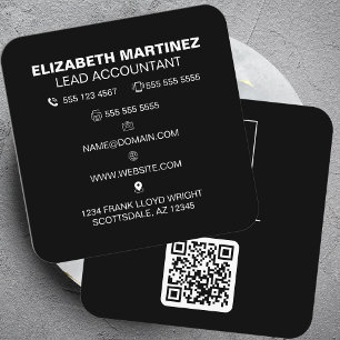 QR Code Front and Back Business Logo Professional Square Business Card