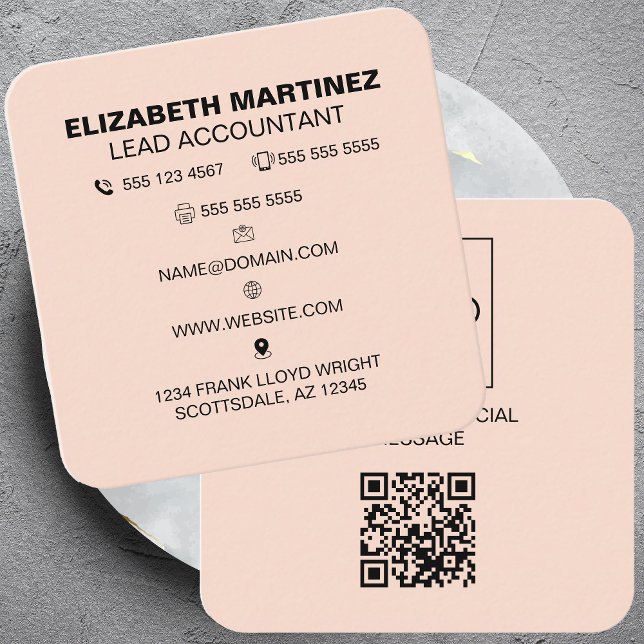 QR Code Front and Back Business Logo Professional Square Business Card (Creator Uploaded)