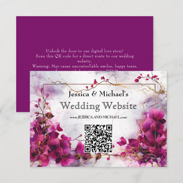 QR code Fuchsia Enchantment: Watercolor  Enclosure Card (Front/Back)