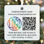QR Code Generator and Business Logo Modern Square Metal Tree Decoration<br><div class="desc">Share any website for the holidays with a stylish custom logo and QR code square Christmas ornament. To make your own QR code using the generator, simply type the website URL into the template. All wording is simple to personalize or delete and can be different or the same on front...</div>