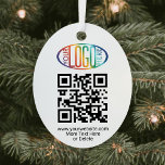 QR Code Generator & Business Logo Scannable Oval Metal Tree Decoration<br><div class="desc">Share any website for the holidays with a stylish custom logo and QR code oval Christmas ornament. To make your own QR code using the generator, simply type the website URL into the template. All wording is simple to personalize or delete and can be different or the same on front...</div>