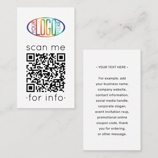 QR Code Generator & Logo Modern Minimal Vertical Business Card (Front/Back)
