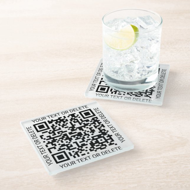 QR Code Generator Modern Business Promotional Glass Coaster (Angled)