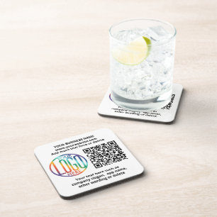 QR Code Generator & Your Business Logo Promotional Coaster