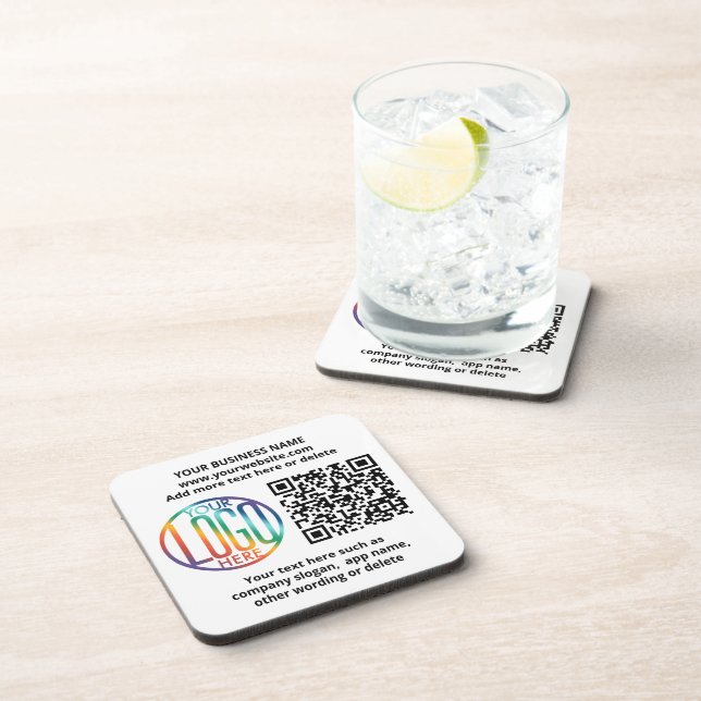 QR Code Generator & Your Business Logo Promotional Coaster (Right Side)