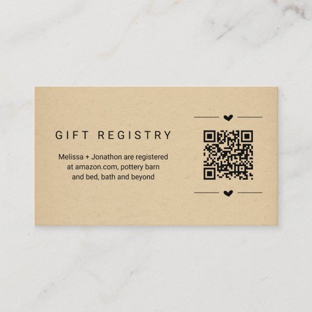 QR Code Gift Registry Card Insert (Front)