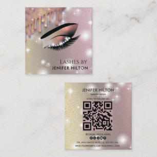 Qr code glittery trendy lashes makeup eye square business card