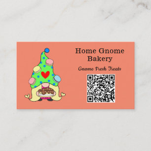 QR Code Gnome Hometown Bakery Salmon Colour Business Card