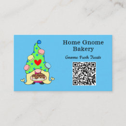 QR Code Gnome Hometown Bakery Sky Blue Business Card