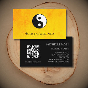 QR code Gold Holistic Wellness Yin Yang Business Card