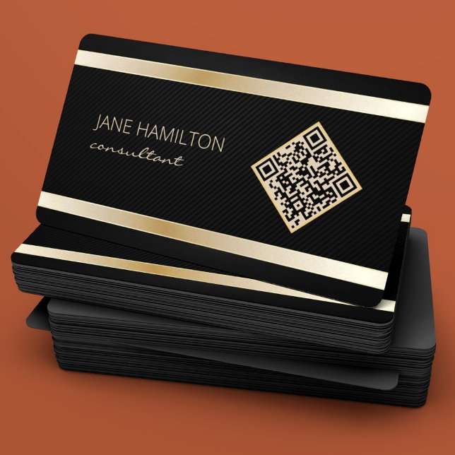 QR Code Gold Modern Profile Business Card (Creator Uploaded)
