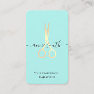 QR Code Gold Scissor Hairstylist Business Card
