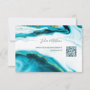 QR Code Gold Sea Turtles Turquoise Beach Wedding RSVP Card