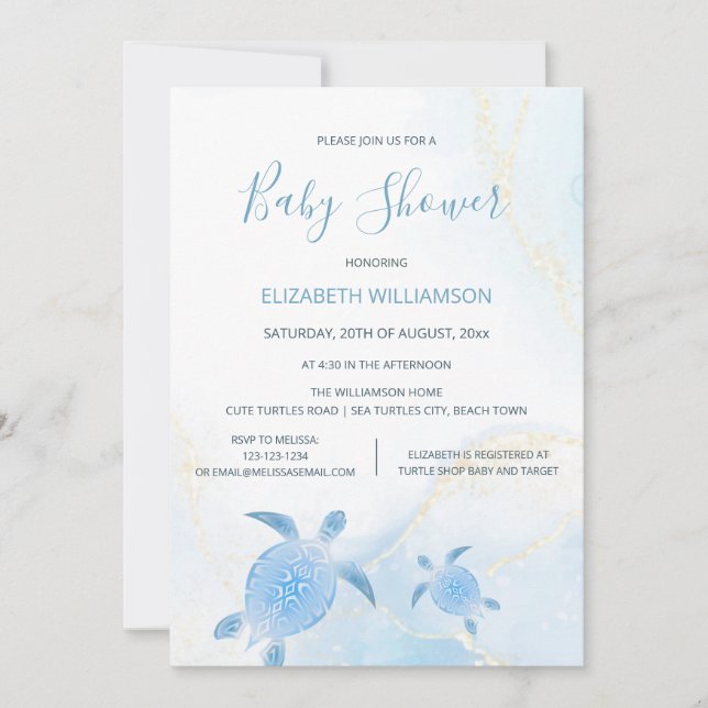 QR Code Gold Turtles | Boy Baby Shower Invitation (Front)