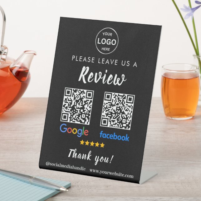 Qr Code Google Reviews Facebook Business Review Pe Pedestal Sign (In SItu)