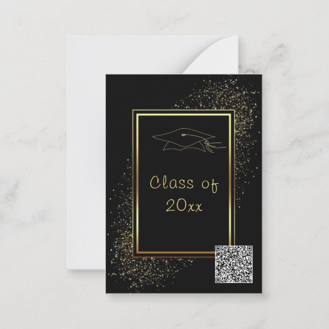 QR Code Graduation Invitation Black Gold Design (Back)