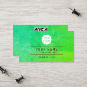 QR Code Green Abstract Name Professional Logo Calling Card