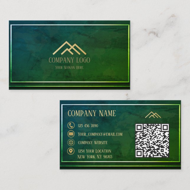 Qr Code Green Modern Minimalist Professional  Business Card (Front/Back)