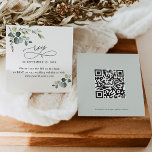QR Code Greenery Wedding Online RSVP Cards<br><div class="desc">Designed to coordinate with our Boho Greenery wedding collection,  this customisable business card size online RSVP card,  features watercolor greenery leaves with calligraphy graphic text,  paired with a classy serif in black with an option to add a QR code on the back. Matching items available.</div>