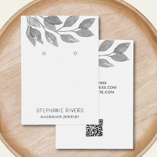QR Code Grey Watercolor Earrings Display Card