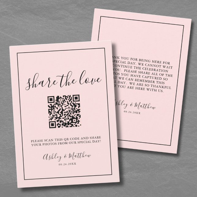 QR Code Guest Photo Sharing Blush Pink Wedding Enclosure Card (QR Code Guest Photo Sharing Blush Pink Wedding Enclosure Card)