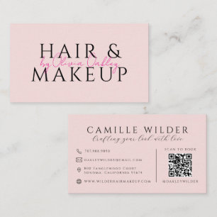 QR Code Hair And Makeup Blush Pink Business Card