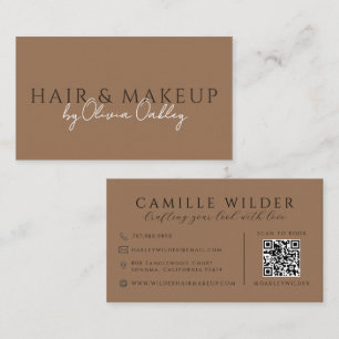 QR Code Hair And Makeup Sark Terracotta Business Card