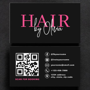 QR Code Hair Stylist Modern Typography Business Card